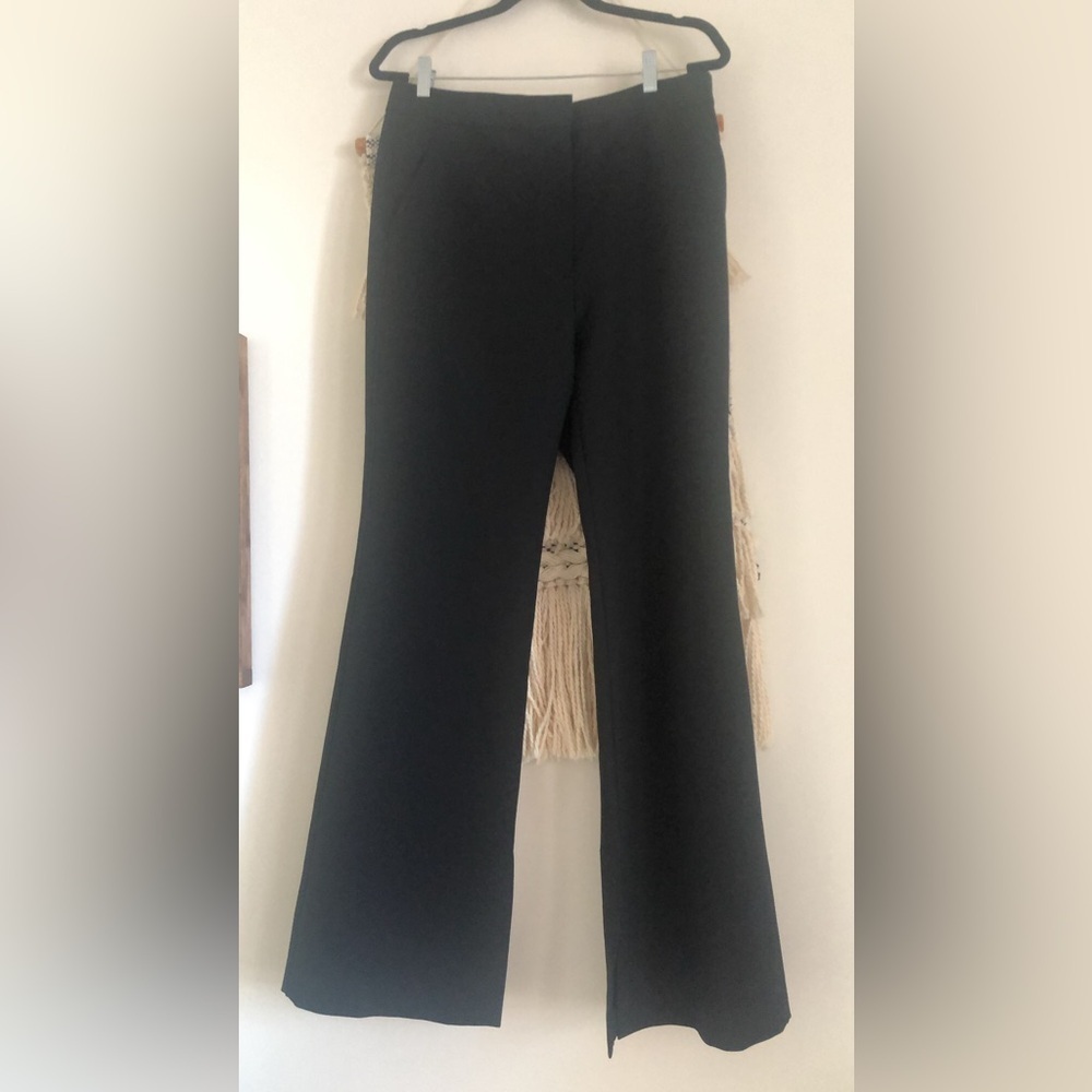 Nwt Tibi Wide Leg Trousers Side Slit Black Dress Pants Size 12 Career